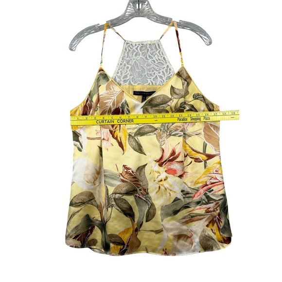 White House Black Market Floral Lace Back Lined Havana Cami Yellow Floral Size M - Picture 10 of 10